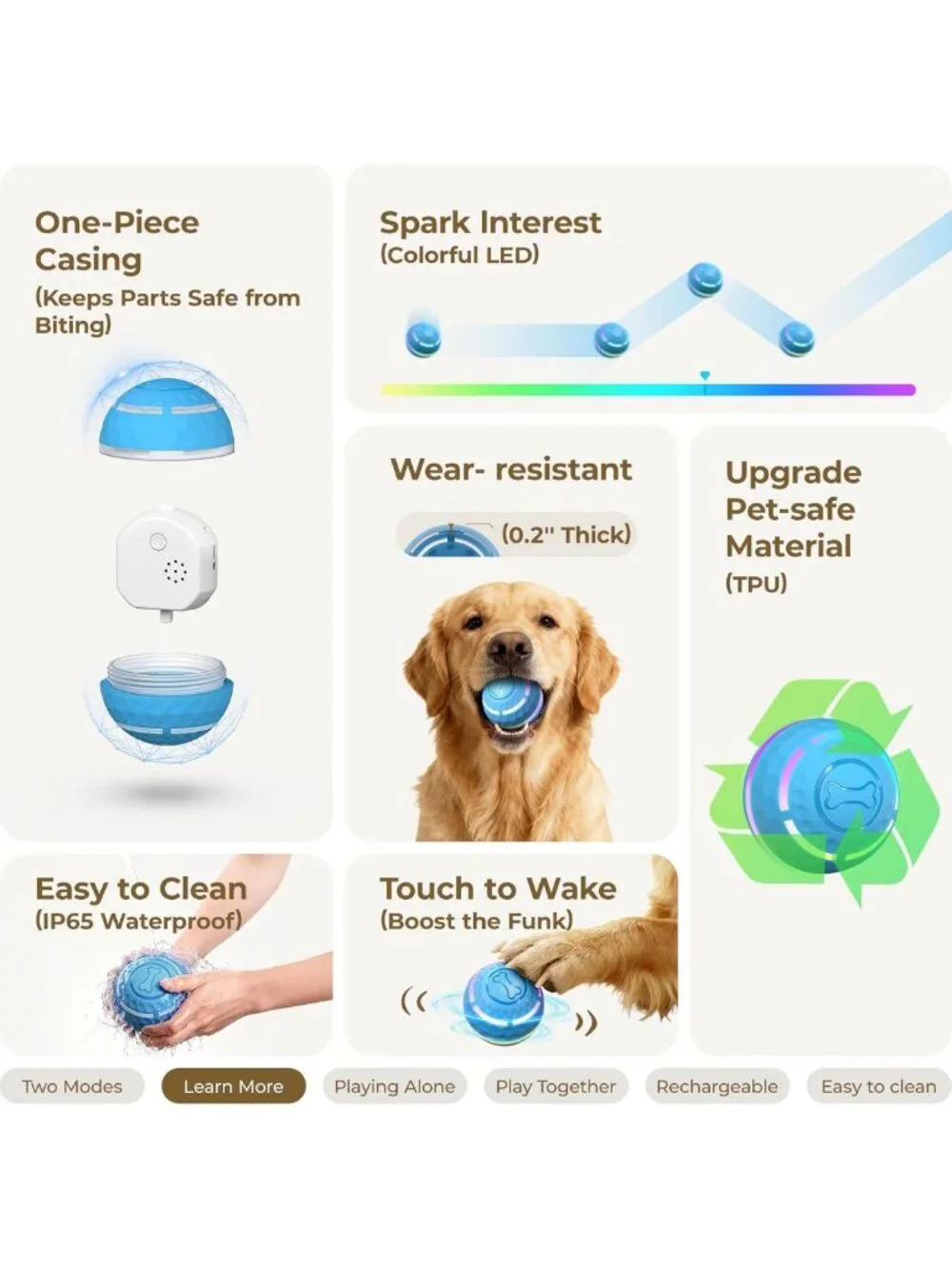Interactive Automatic Dog Balls with LED Lights - Fun Toy for All Dog Sizes